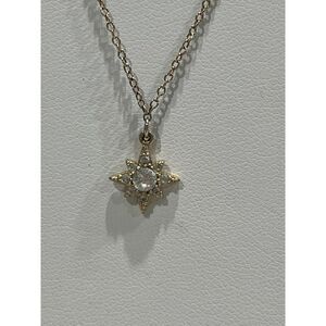 SILVER tone star with gems charm necklace‎